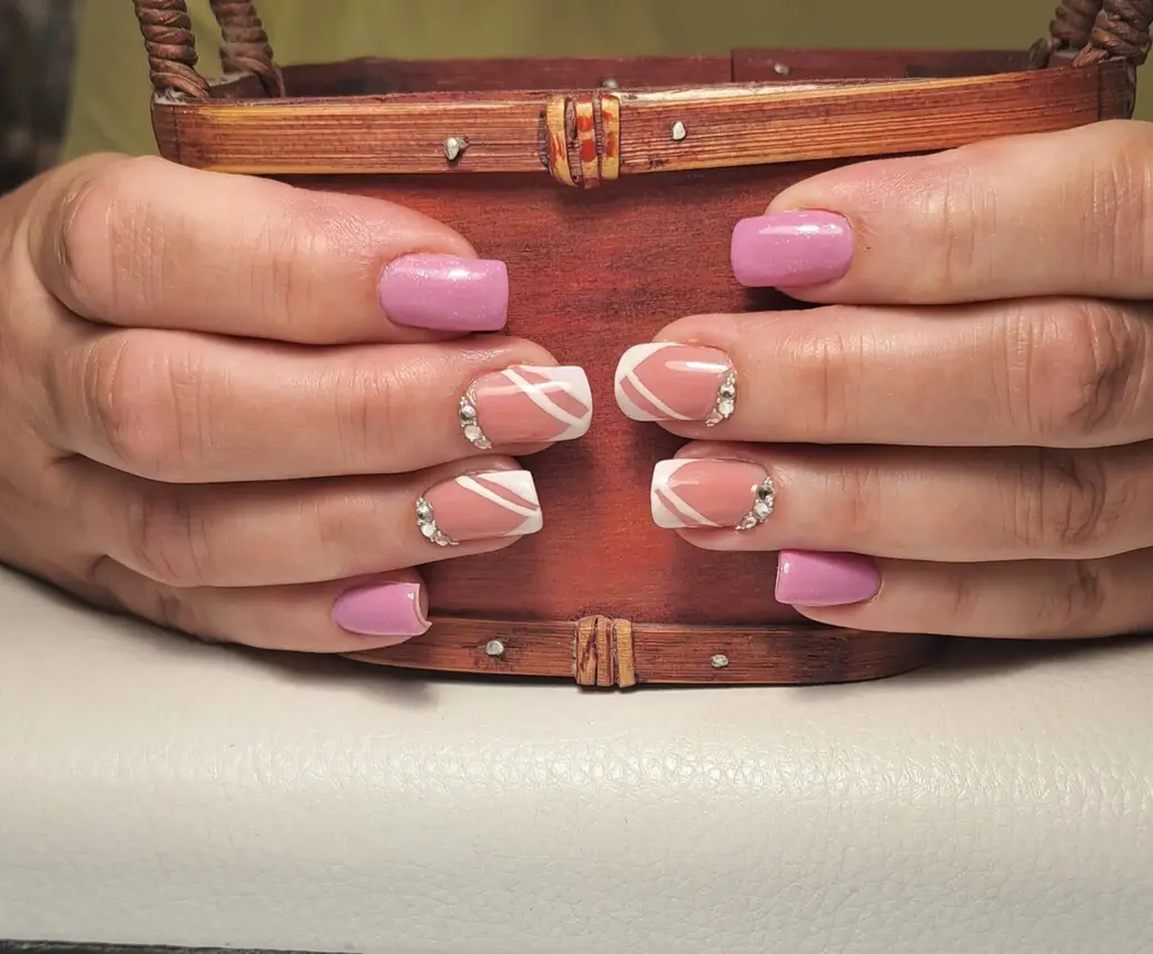 Műköröm, kocka francia stílus